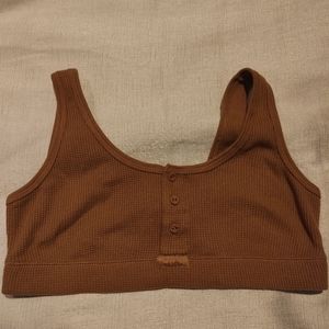 SKIMS Camel waffle Henley bralette